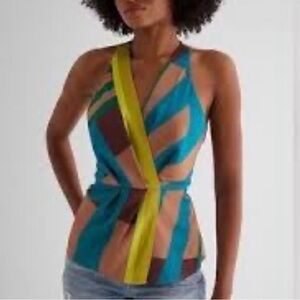 Express Multicolor Wrap Top